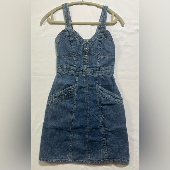 Japna Dresses & Skirts - Japna Blue Denim Sheath  Dress Sweetheart Neckline